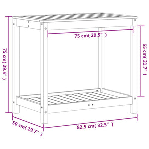 vidaXL Potting Table with Shelf Wax Brown 82.5x50x75 cm Solid Wood Pine