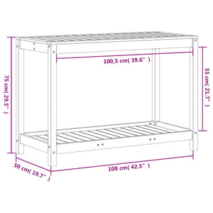 vidaXL Potting Table with Shelf Wax Brown 108x50x75 cm Solid Wood Pine