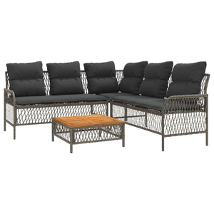 vidaXL 2 Piece Garden Sofa Set with Cushions Grey Poly Rattan