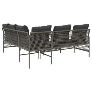 vidaXL 2 Piece Garden Sofa Set with Cushions Grey Poly Rattan