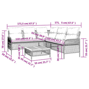 vidaXL 2 Piece Garden Sofa Set with Cushions Grey Poly Rattan