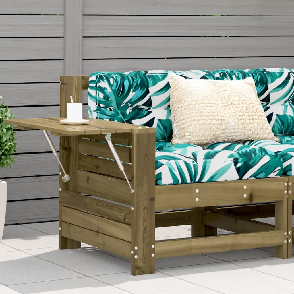 vidaXL Garden Armrest Sofa with Side Table Impregnated Wood Pine