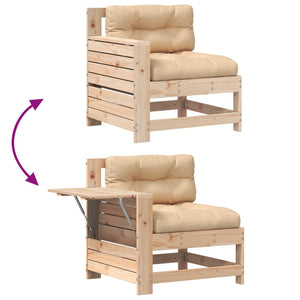 vidaXL Garden Armrest Sofa with Cushion Solid Wood Pine