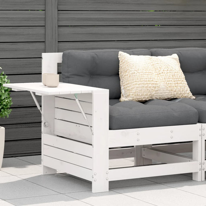 vidaXL Garden Armrest Sofa with Cushion White Solid Wood Pine