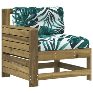 vidaXL Garden Armrest Sofa with Cushion Impregnated Wood Pine