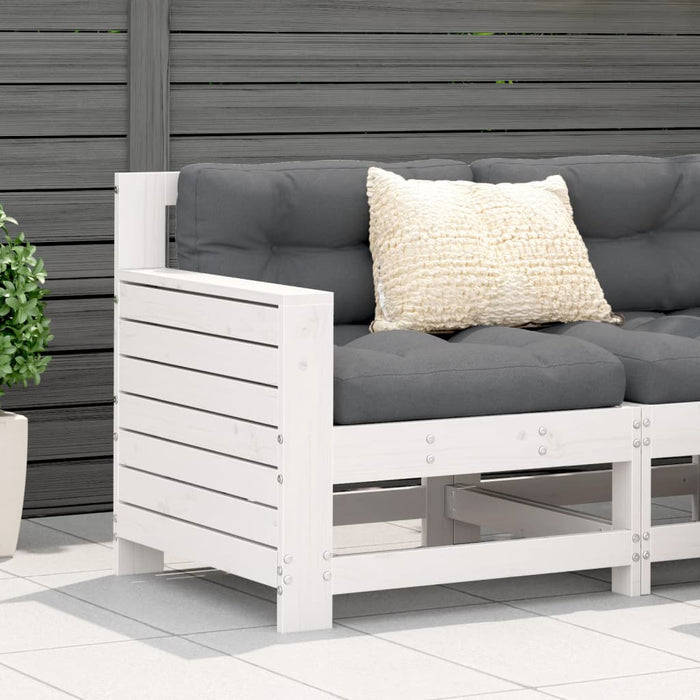 vidaXL Garden Armrest Sofa with Cushion White Solid Wood Pine