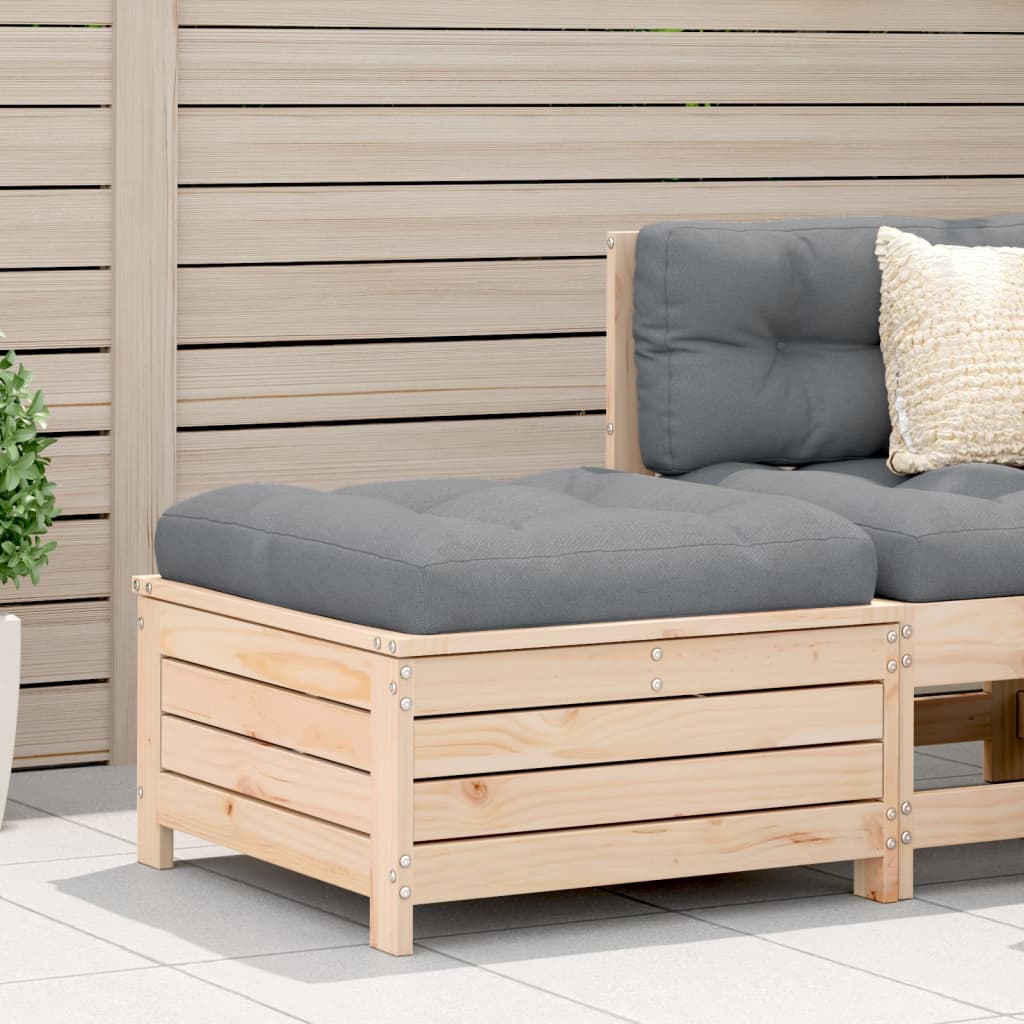 vidaXL Garden Footstool with Cushion Solid Wood Pine