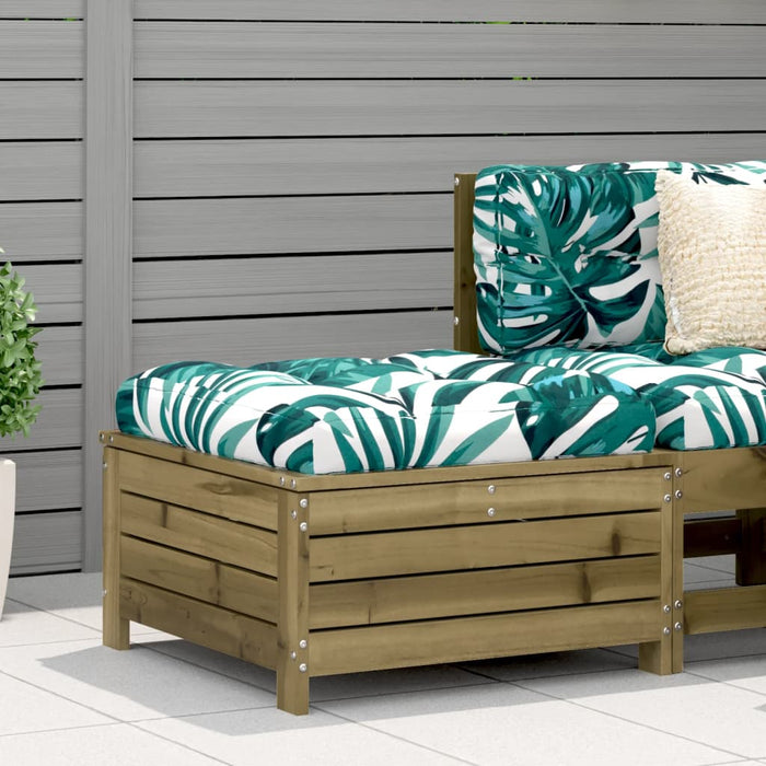 vidaXL Garden Footstool with Cushion Impregnated Wood Pine