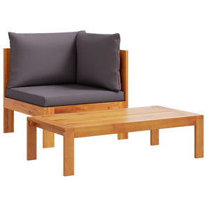 vidaXL 2 Piece Garden Sofa Set with Cushions Solid Wood Acacia