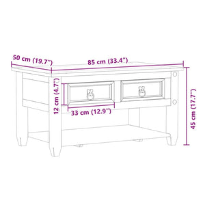 vidaXL Coffee Table with Drawers Corona 85x50x45 cm Solid Wood Pine