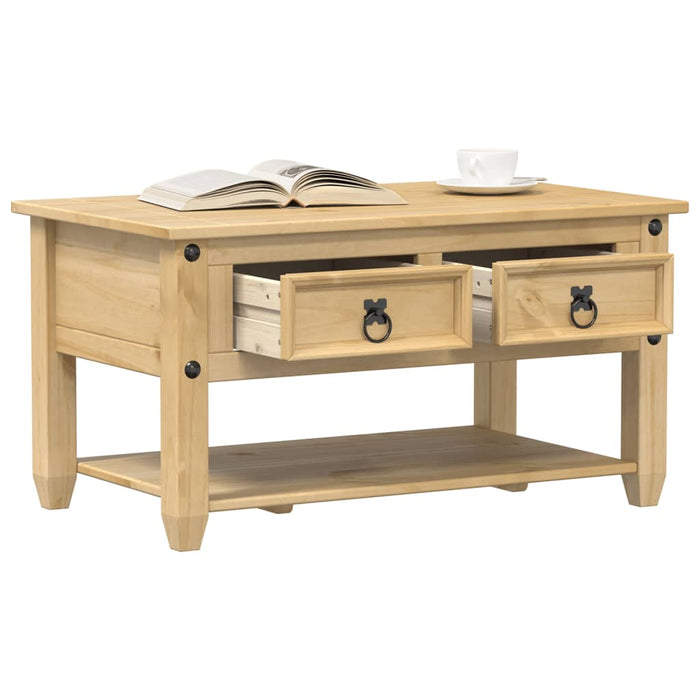 vidaXL Coffee Table with Drawers Corona 85x50x45 cm Solid Wood Pine