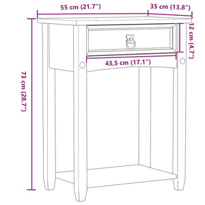 vidaXL Console Table Corona 55x35x73 cm Solid Wood Pine