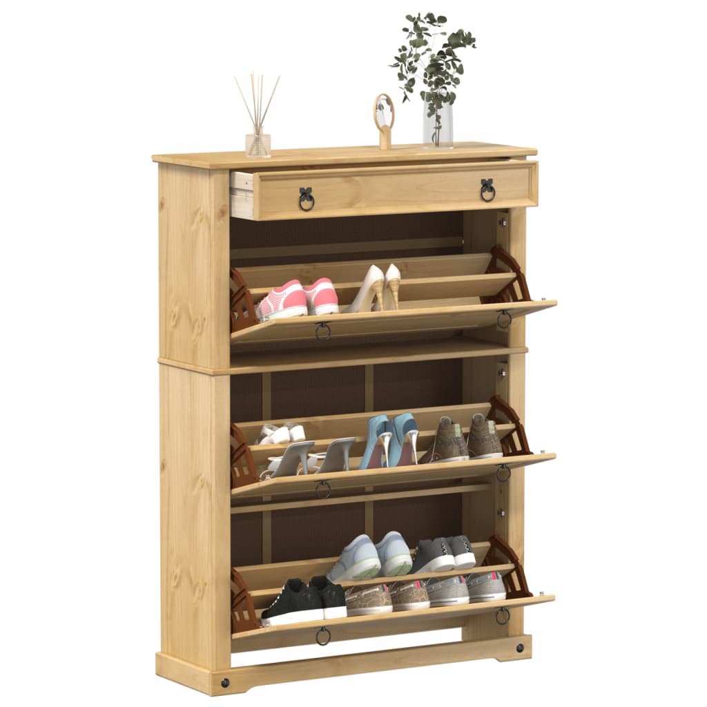 vidaXL Shoe Cabinet Corona 99x32x138 cm Solid Wood Pine