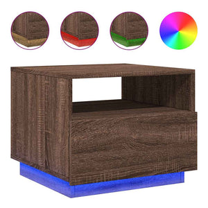 vidaXL Coffee Table with LED Lights Brown Oak 50x49x40 cm