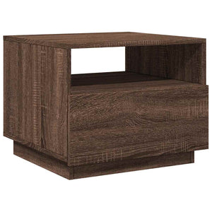 vidaXL Coffee Table with LED Lights Brown Oak 50x49x40 cm