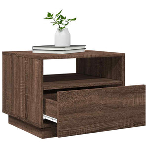 vidaXL Coffee Table with LED Lights Brown Oak 50x49x40 cm