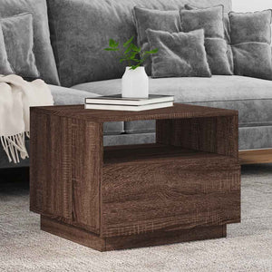 vidaXL Coffee Table with LED Lights Brown Oak 50x49x40 cm