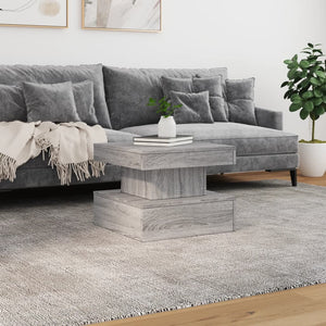 vidaXL Coffee Table with LED Lights Grey Sonoma 50x50x40 cm