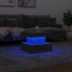 vidaXL Coffee Table with LED Lights Grey Sonoma 50x50x40 cm