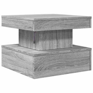 vidaXL Coffee Table with LED Lights Grey Sonoma 50x50x40 cm