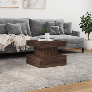 vidaXL Coffee Table with LED Lights Brown Oak 50x50x40 cm