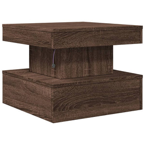 vidaXL Coffee Table with LED Lights Brown Oak 50x50x40 cm