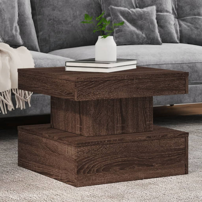 vidaXL Coffee Table with LED Lights Brown Oak 50x50x40 cm