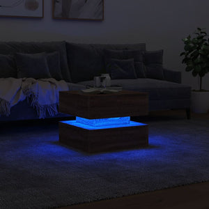 vidaXL Coffee Table with LED Lights Brown Oak 50x50x40 cm