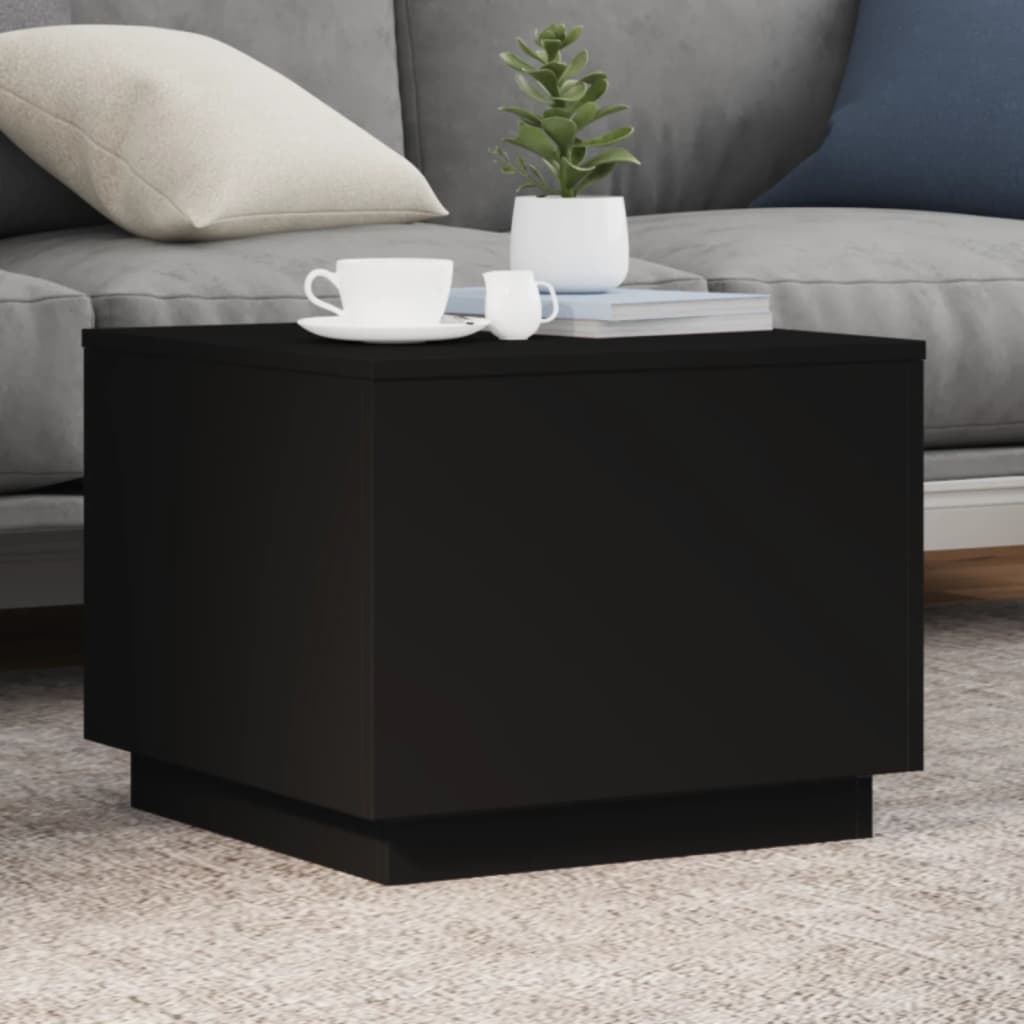 vidaXL Coffee Table with LED Lights Black 50x50x40 cm