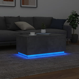 vidaXL Coffee Table with LED Lights Concrete Grey 90x50x40 cm