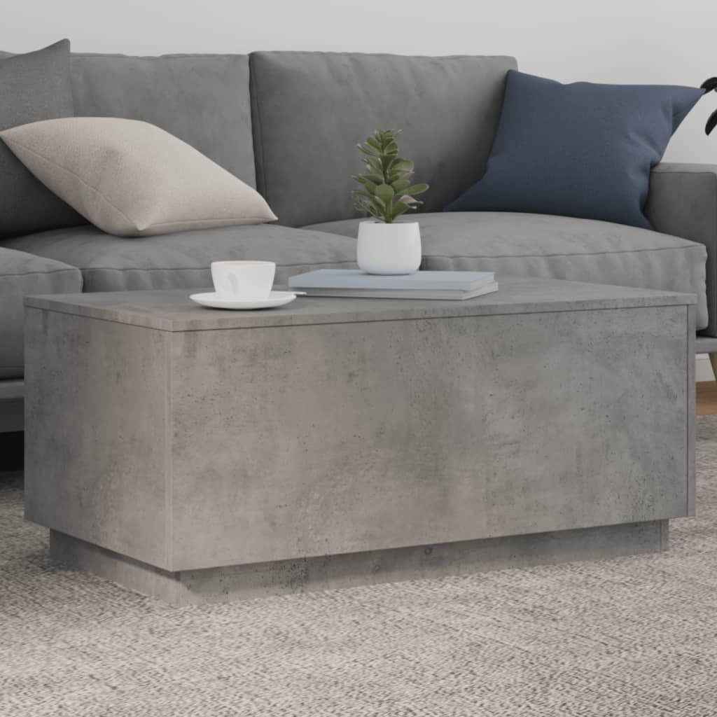 vidaXL Coffee Table with LED Lights Concrete Grey 90x50x40 cm