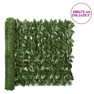 vidaXL Balcony Privacy Screen with Dark Green Leaves 600x75 cm