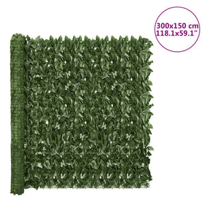 vidaXL Balcony Privacy Screen with Dark Green Leaves 300x150 cm