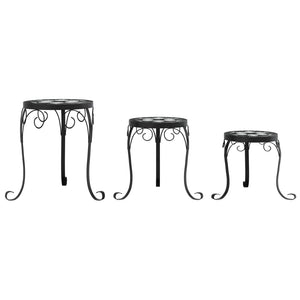 vidaXL Plant Stands 3 pcs Black and White Ceramic