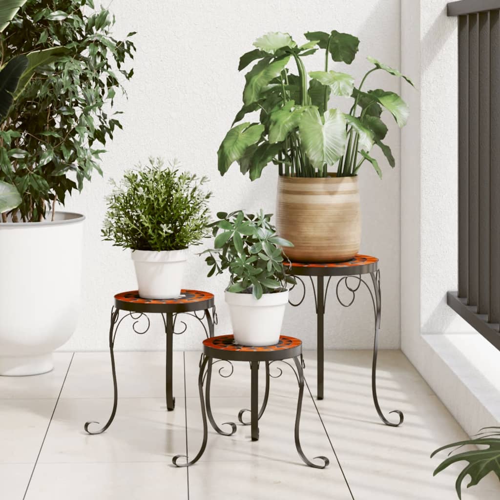 vidaXL Plant Stands 3 pcs Terracotta and White Ceramic