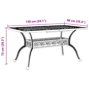 vidaXL Garden Table Green 150x90x72 cm Cast Aluminium