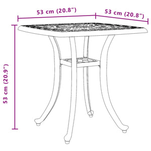 vidaXL Garden Table Bronze 53x53x53 cm Cast Aluminium