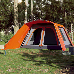 vidaXL Family Tent with Porch 9-Person Grey and Orange Quick Release