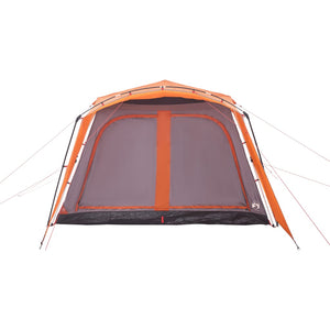 vidaXL Family Tent with Porch 9-Person Grey and Orange Quick Release