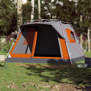 vidaXL Family Tent Cabin 7-Person Grey and Orange Quick Release