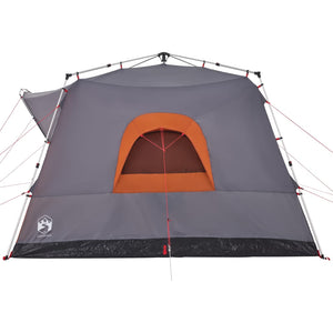 vidaXL Family Tent Cabin 7-Person Grey and Orange Quick Release