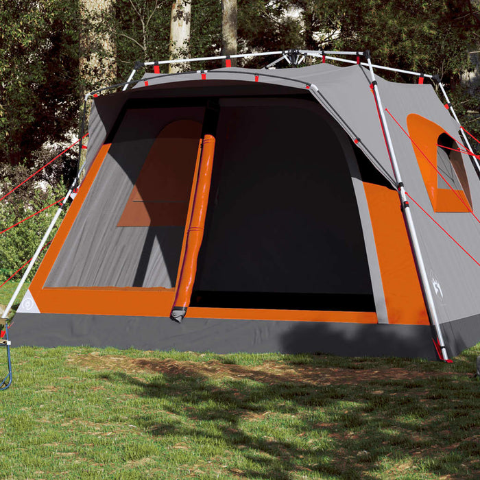 vidaXL Family Tent Cabin 7-Person Grey and Orange Quick Release