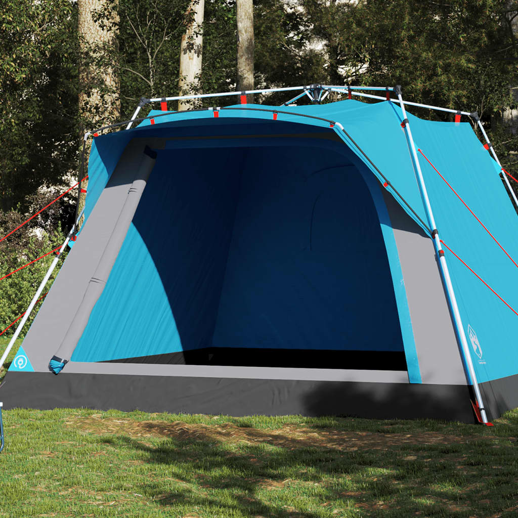 vidaXL Camping Tent Cabin 4-Person Blue Quick Release