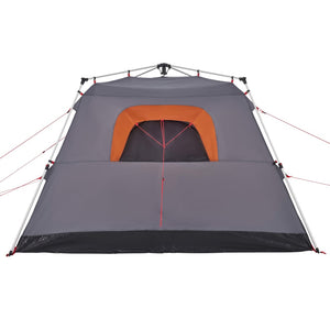 vidaXL Camping Tent Cabin 4-Person Grey and Orange Quick Release