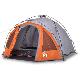 vidaXL Camping Tent Dome 3-Person Grey and Orange Quick Release