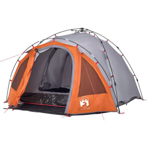 vidaXL Camping Tent Dome 3-Person Grey and Orange Quick Release