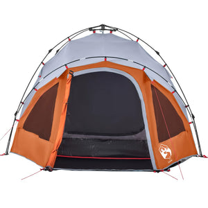 vidaXL Camping Tent Dome 3-Person Grey and Orange Quick Release