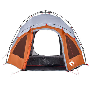 vidaXL Camping Tent Dome 3-Person Grey and Orange Quick Release