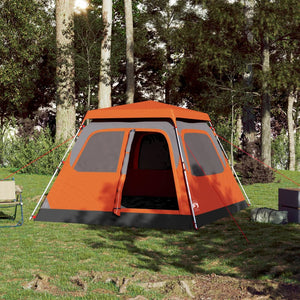 vidaXL Camping Tent Dome 4-Person Grey and Orange Quick Release