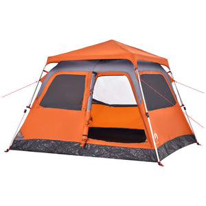 vidaXL Camping Tent Dome 4-Person Grey and Orange Quick Release